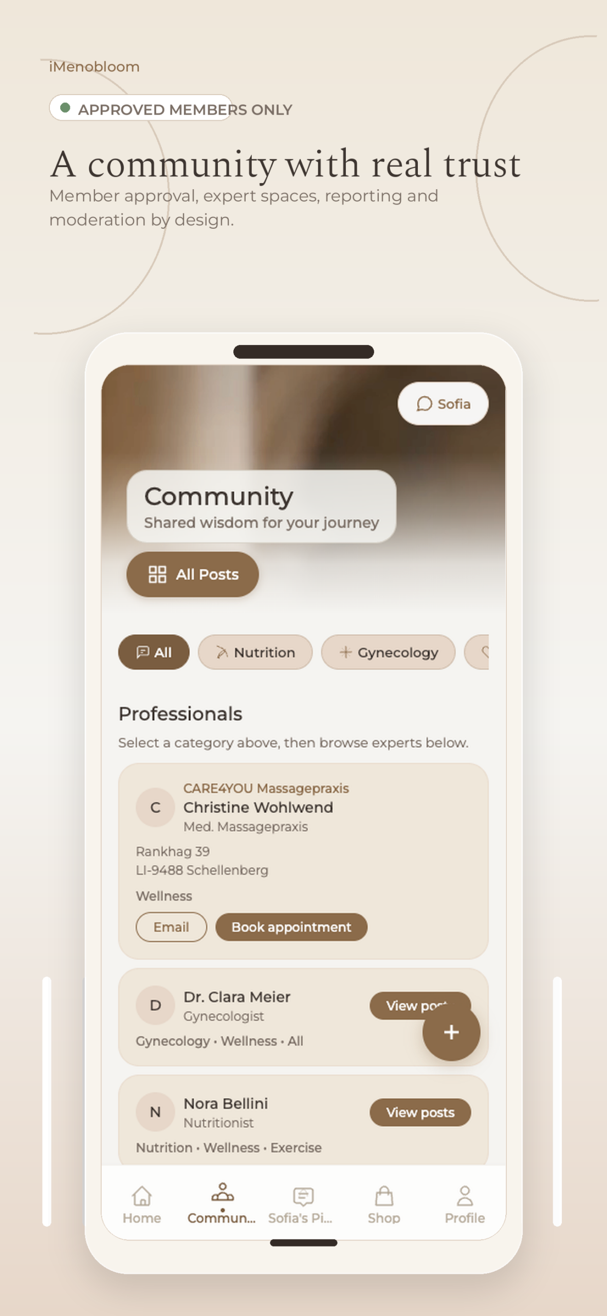 iMenobloom trusted menopause community screen
